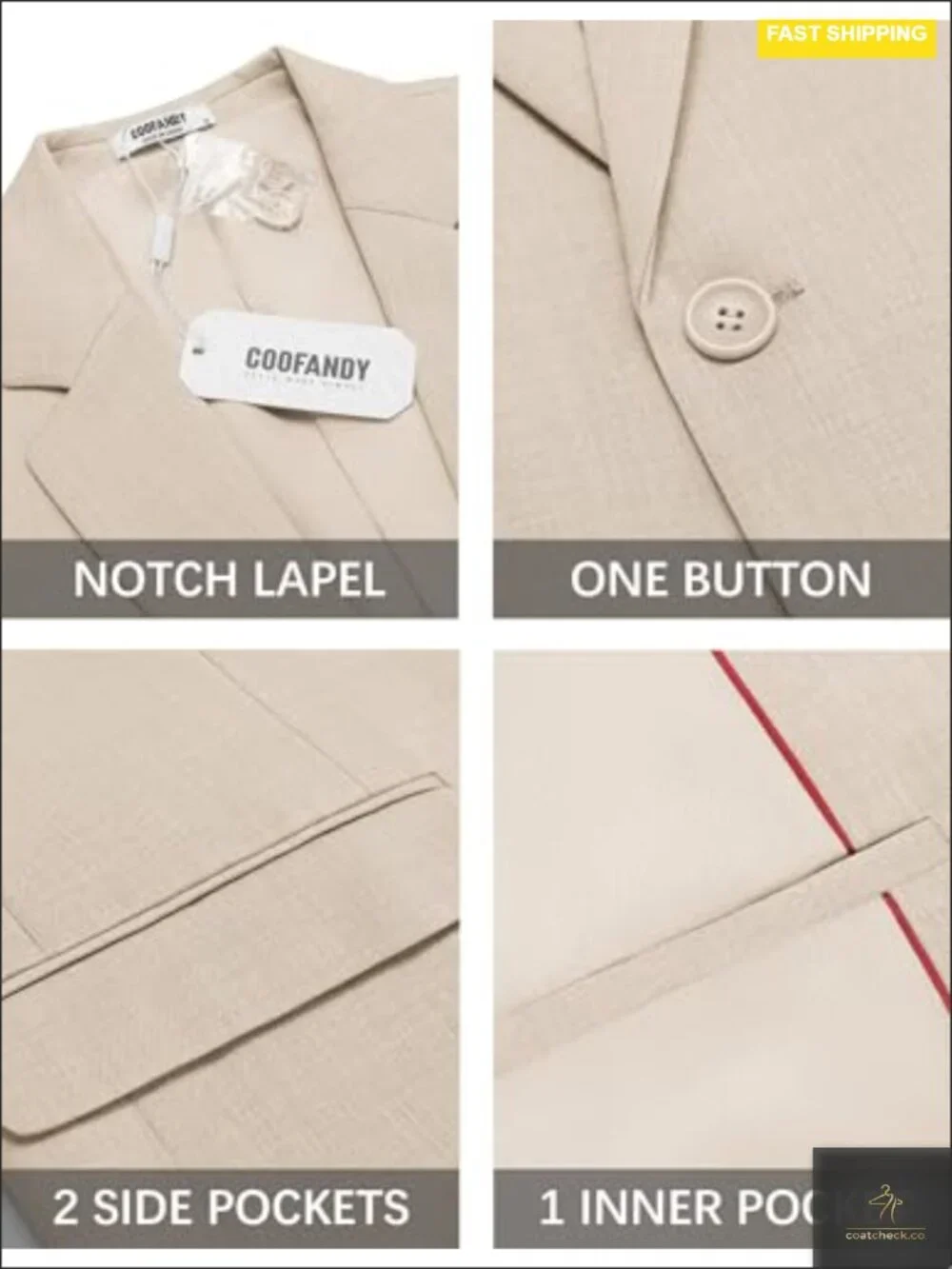 Mens Casual Sport Coat Lightweight Stretch Blazer One Button Notched Lapel Slim